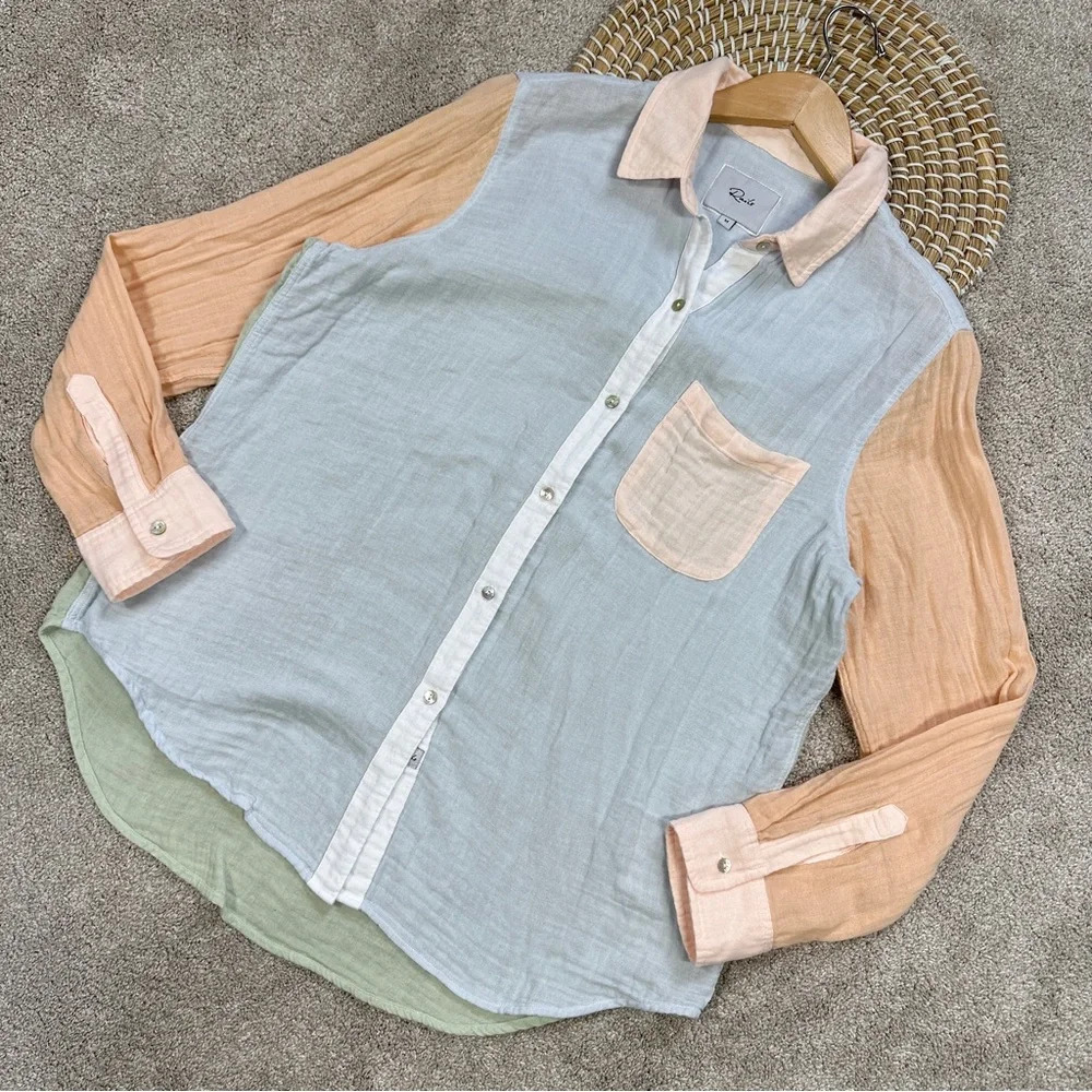 Rails Ellis Bermuda Color Block Button Front Shir… - image 3